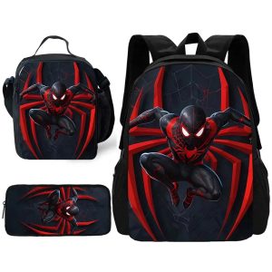 3pcs Cute Anime Spider-Man School Backpack Set